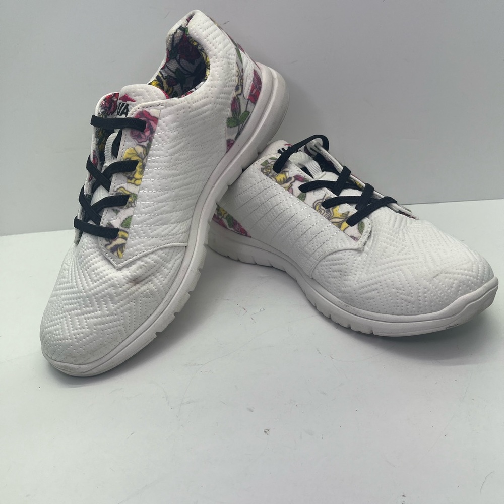 Avia Running Shoes Womens Size 8 White Pink Floral Avi-Solstice Slip On